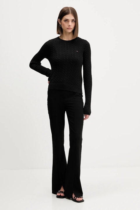 Tommy Jeans sweter bawełniany damski kolor czarny lekki DW0DW22165 - zdjęcie produktu nr 1
