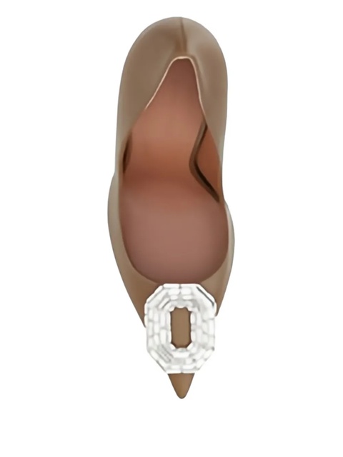 Amina Muaddi 105mm Camelia crystal-embellished pointed-toe pumps - Brown - zdjęcie produktu nr 2
