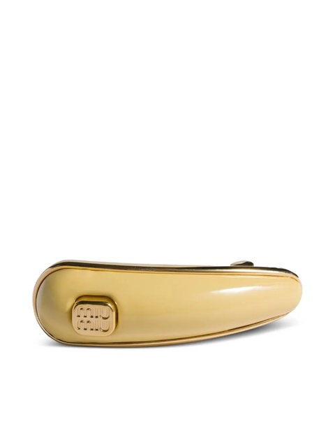 Miu Miu logo-plaque patent leather hair clip - Yellow - zdjęcie produktu nr 1