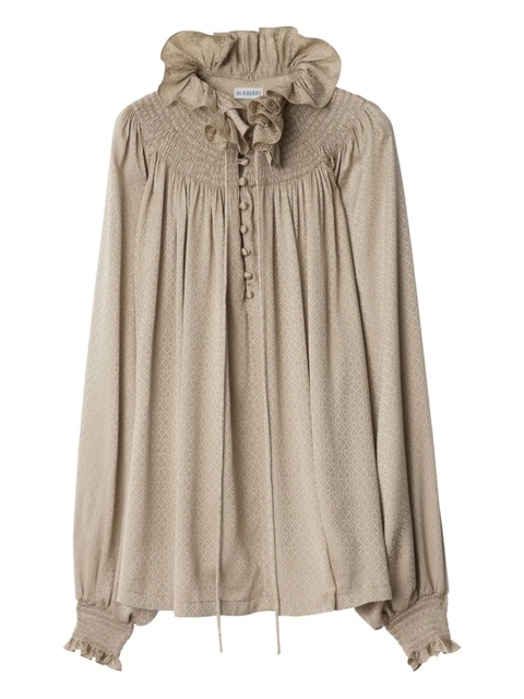 Burberry geometric-pattern ruffled-collar blouse - Neutrals - zdjęcie produktu nr 2