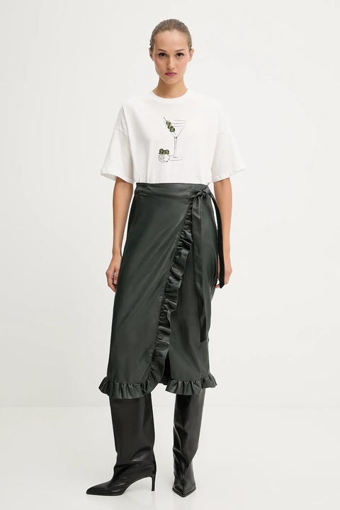 Never Fully Dressed spódnica kolor zielony midi prosta NFDSK749 - zdjęcie produktu nr 2