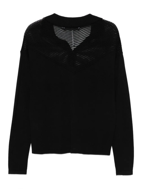 Proenza Schouler polo-collar ribbed top - Black - zdjęcie produktu nr 2