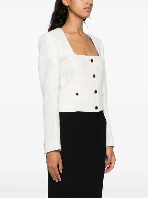 Alessandra Rich sequin-design tweed jacket - White - zdjęcie produktu nr 2