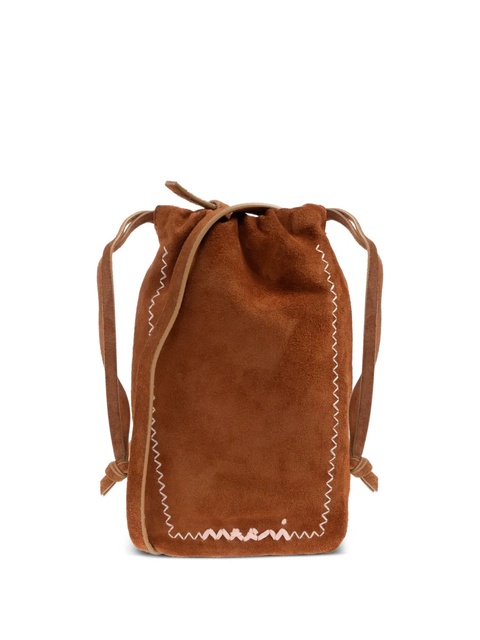 Marni drawstring suede-leather cross body bag - Brown - zdjęcie produktu nr 1