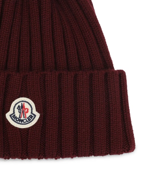 Moncler ribbed pompom-detail beanie - Red - zdjęcie produktu nr 1