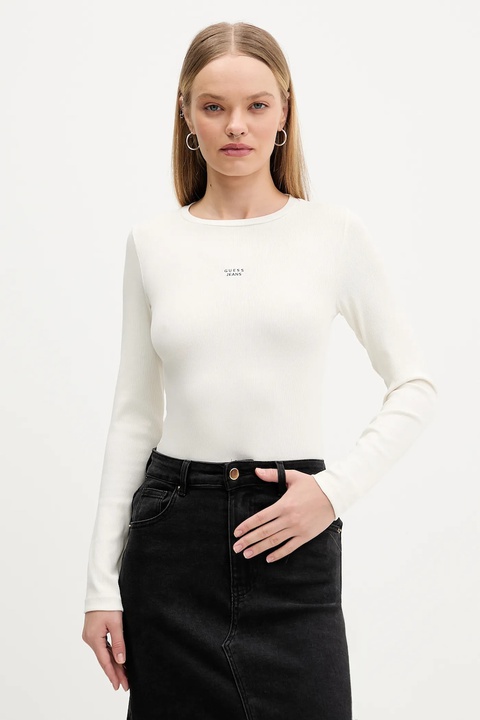 Guess Jeans longsleeve kolor beżowy W5BP01 KA0H1 - zdjęcie produktu nr 1