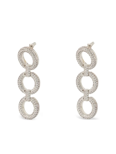 Self-Portrait crystal-embellished circle-link earrings - Silver - zdjęcie produktu nr 2