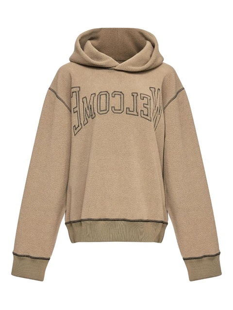 MM6 Maison Margiela slogan-embroidered hoodie - Neutrals - zdjęcie produktu nr 2