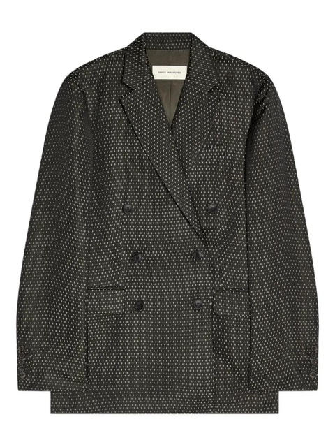 DRIES VAN NOTEN double-breasted jacquard blazer - Black - zdjęcie produktu nr 1