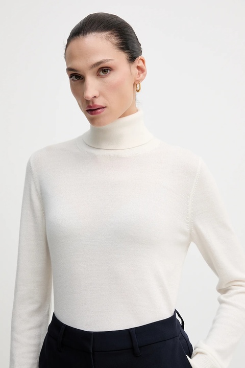 Sisley sweter damski kolor beżowy lekki z golfem 11BAM201C - zdjęcie produktu nr 2