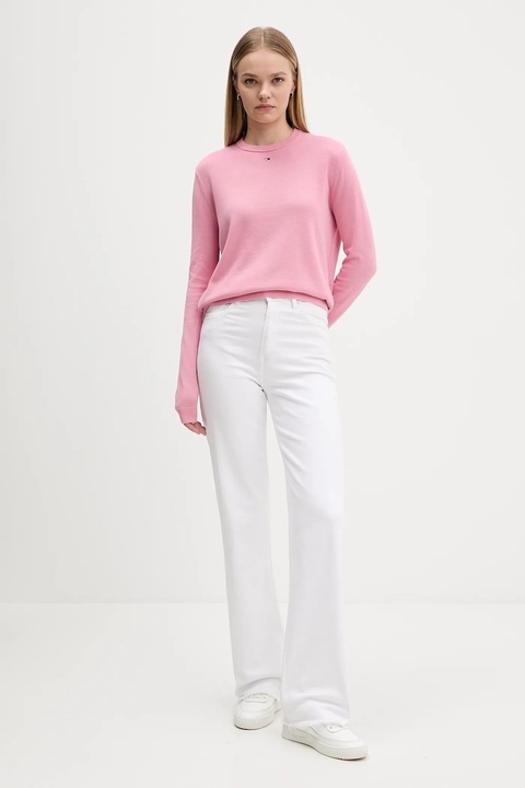 Tommy Jeans sweter bawełniany kolor różowy lekki DW0DW20159 - zdjęcie produktu nr 2