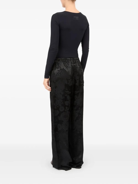 MM6 Maison Margiela floral-jacquard trousers - Black - zdjęcie produktu nr 2