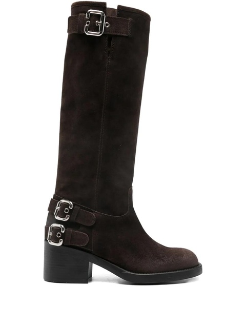 Chloé buckle-detailing leather knee-high boots - Brown - zdjęcie produktu nr 1