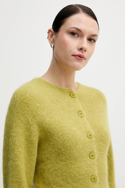 Sandro Ferrone kardigan z dodatkiem alpaki damski kolor zielony S9YBFNESPOLO - zdjęcie produktu nr 2