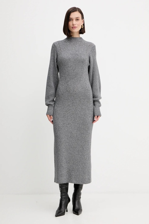 Twinset sukienka z wełną kolor szary maxi prosta 252TT3460 - zdjęcie produktu nr 1