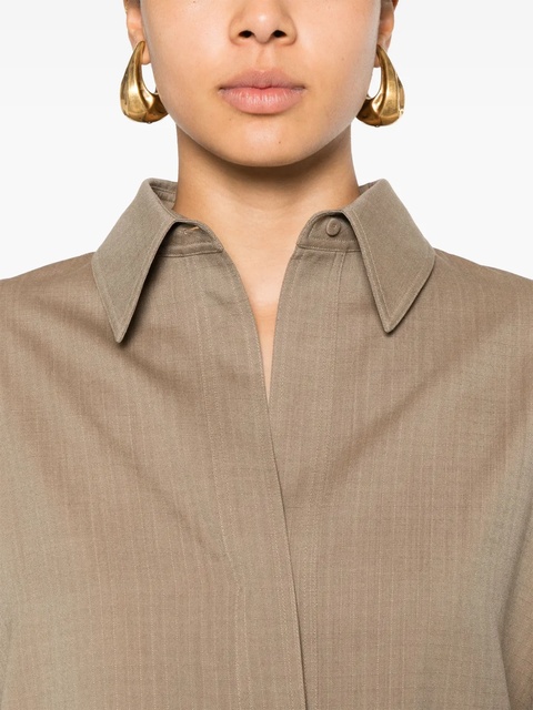 Jil Sander ripstop wool tied shirt - Brown - zdjęcie produktu nr 2
