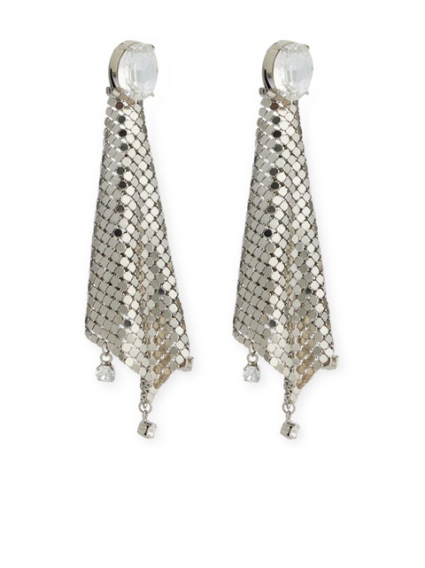 Rabanne crystal-embellished chainmail drop earrings - Silver - zdjęcie produktu nr 2