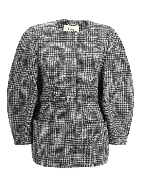 FENDI check belted jacket - Grey - zdjęcie produktu nr 1