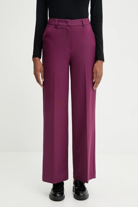 United Colors of Benetton spodnie damskie kolor fioletowy proste high waist 4L4HDF07F - zdjęcie produktu nr 1