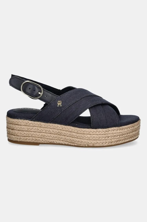 Tommy Hilfiger sandały DENIM ESPADRILLE PLATFORM SANDAL damskie kolor granatowy na platformie FW0FW08669 - zdjęcie produktu nr 2