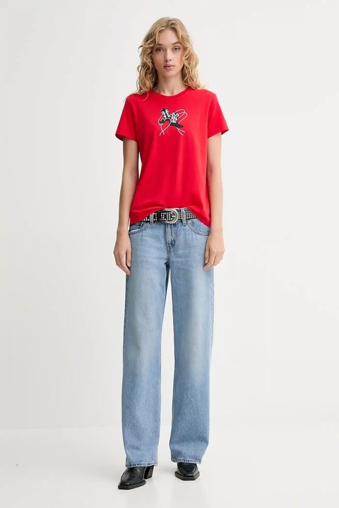Levi's t-shirt bawełniany damski kolor czerwony 17369 - zdjęcie produktu nr 2