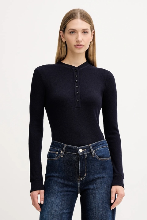 MAX&Co. longsleeve z dodatkiem wełny kolor granatowy 2526946014200 - zdjęcie produktu nr 1