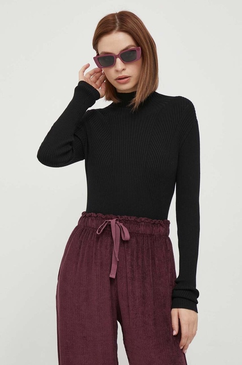 Joop! sweter damski kolor czarny lekki z półgolfem - zdjęcie produktu nr 1