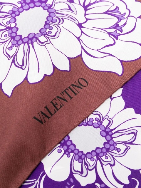 Valentino Garavani floral-print silk scarf - Purple - zdjęcie produktu nr 1