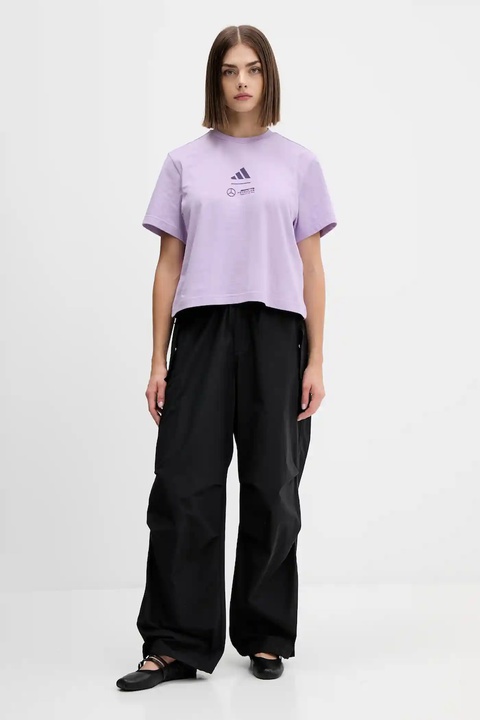 adidas t-shirt bawełniany x Mercedes damski kolor fioletowy JX8816 - zdjęcie produktu nr 2