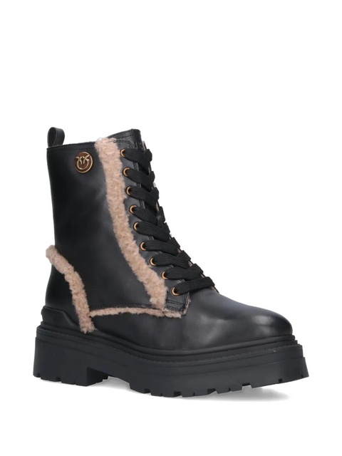 PINKO lace-up shearling trim boots - Black - zdjęcie produktu nr 1
