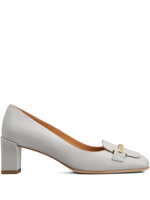 Tod's 50mm block-heel leather pumps - Grey - zdjęcie produktu nr 1