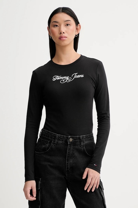 Tommy Jeans longsleeve bawełniany kolor czarny DW0DW21844 - zdjęcie produktu nr 1