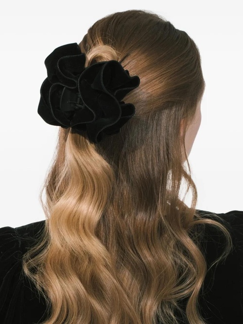 Jennifer Behr velvet ruffled jaw clip - Black - zdjęcie produktu nr 2