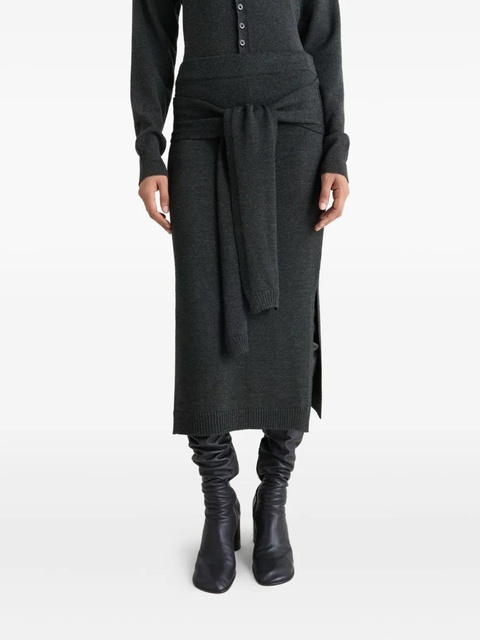 LEMAIRE tie-around ribbed midi skirt - Grey - zdjęcie produktu nr 2