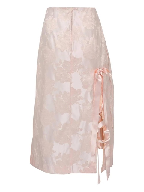 Simone Rocha Unraveling bow-detail brocade midi skirt - Pink - zdjęcie produktu nr 2