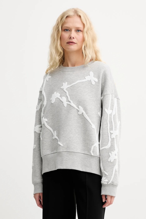 MUNTHE bluza PAWI damska kolor szary z aplikacją 252111325262 - zdjęcie produktu nr 1