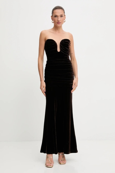 Bardot sukienka ELVIRA kolor brązowy maxi dopasowana 59692DB - zdjęcie produktu nr 1