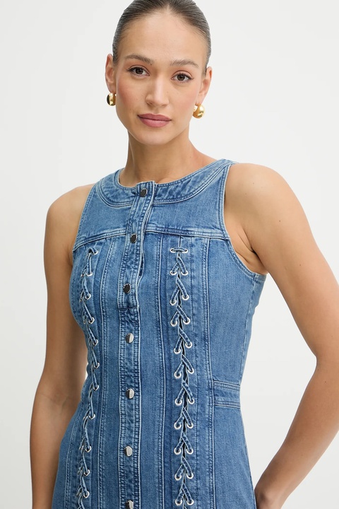 Guess sukienka jeansowa LISBETH kolor niebieski mini dopasowana W5GK93 D4H7C - zdjęcie produktu nr 2