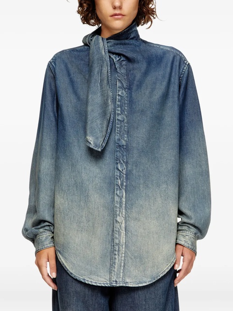 Diesel tie-neck denim blouse - Blue - zdjęcie produktu nr 2