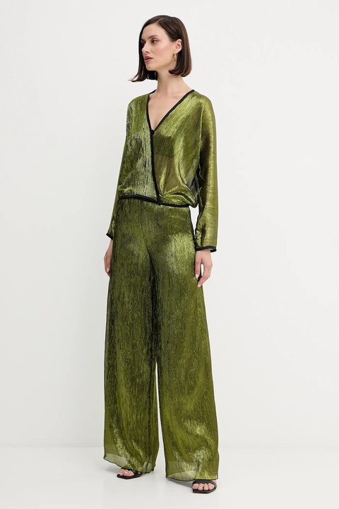 Forte Forte spodnie damskie kolor zielony szerokie high waist 14106.my.pants - zdjęcie produktu nr 2