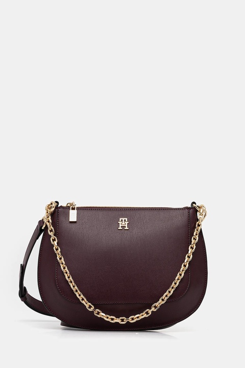 Tommy Hilfiger torebka skórzana kolor bordowy AW0AW18143 - zdjęcie produktu nr 1