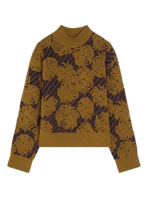 DRIES VAN NOTEN floral-jacquard sweater - Green - zdjęcie produktu nr 1