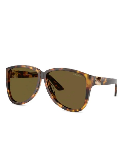 Miu Miu Eyewear tortoiseshell logo-plaque sunglasses - Green - zdjęcie produktu nr 1