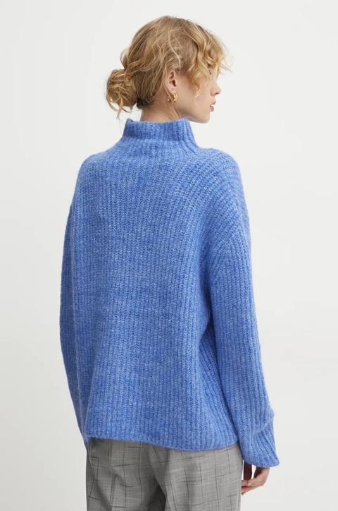 Bruuns Bazaar sweter z domieszką wełny damski kolor fioletowy ciepły z golfem BBW4316 - zdjęcie produktu nr 2