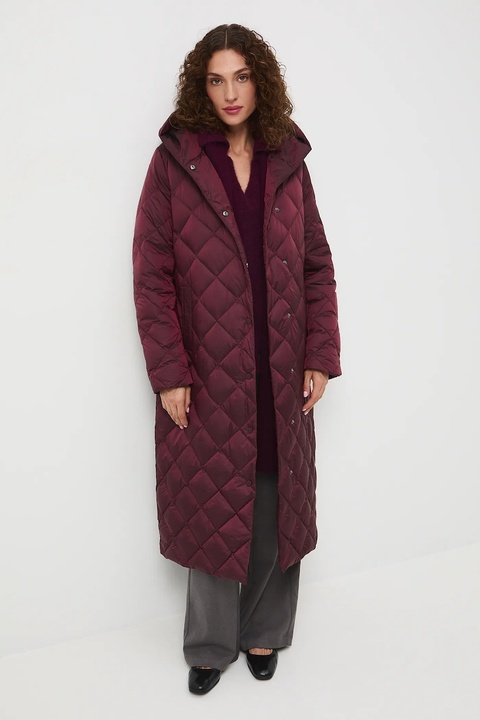 Medicine płaszcz puchowy damski kolor bordowy - zdjęcie produktu nr 1