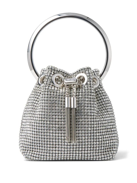 Jimmy Choo Bon Bon crystal-embellished mini bag - Silver - zdjęcie produktu nr 1