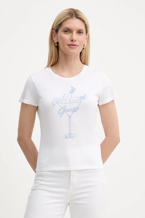 Guess t-shirt bawełniany TINI damski kolor biały W5YI31 K9RM1 - zdjęcie produktu nr 1
