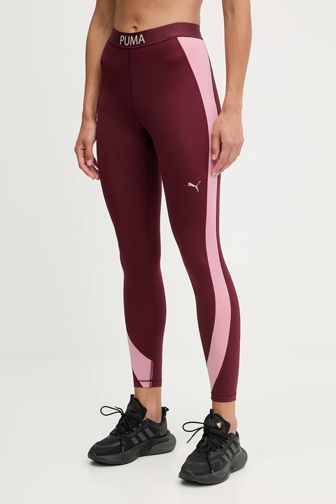 Puma legginsy treningowe damskie kolor bordowy wzorzyste 526679 - zdjęcie produktu nr 1