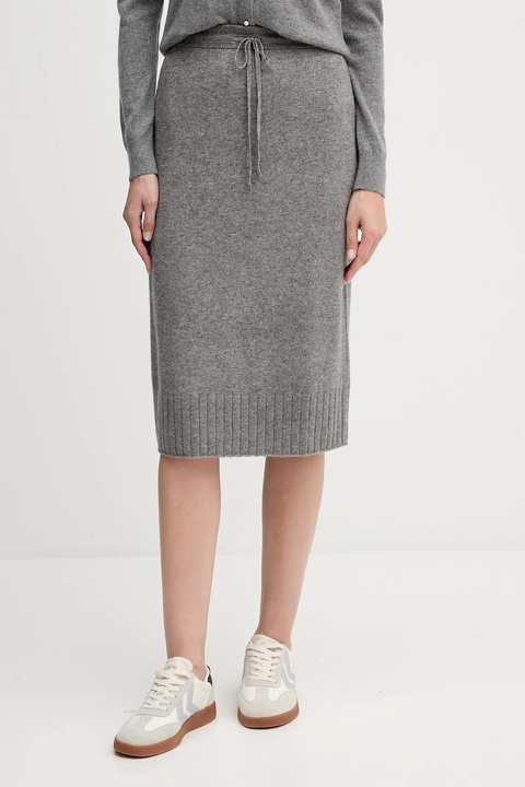 United Colors of Benetton spódnica z dodatkiem wełny kolor szary midi prosta 112HD001V - zdjęcie produktu nr 1