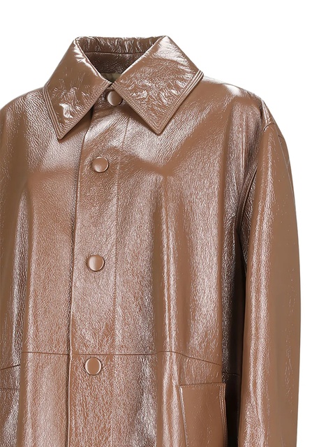 Jil Sander buttoned-up leather coat - Brown - zdjęcie produktu nr 2